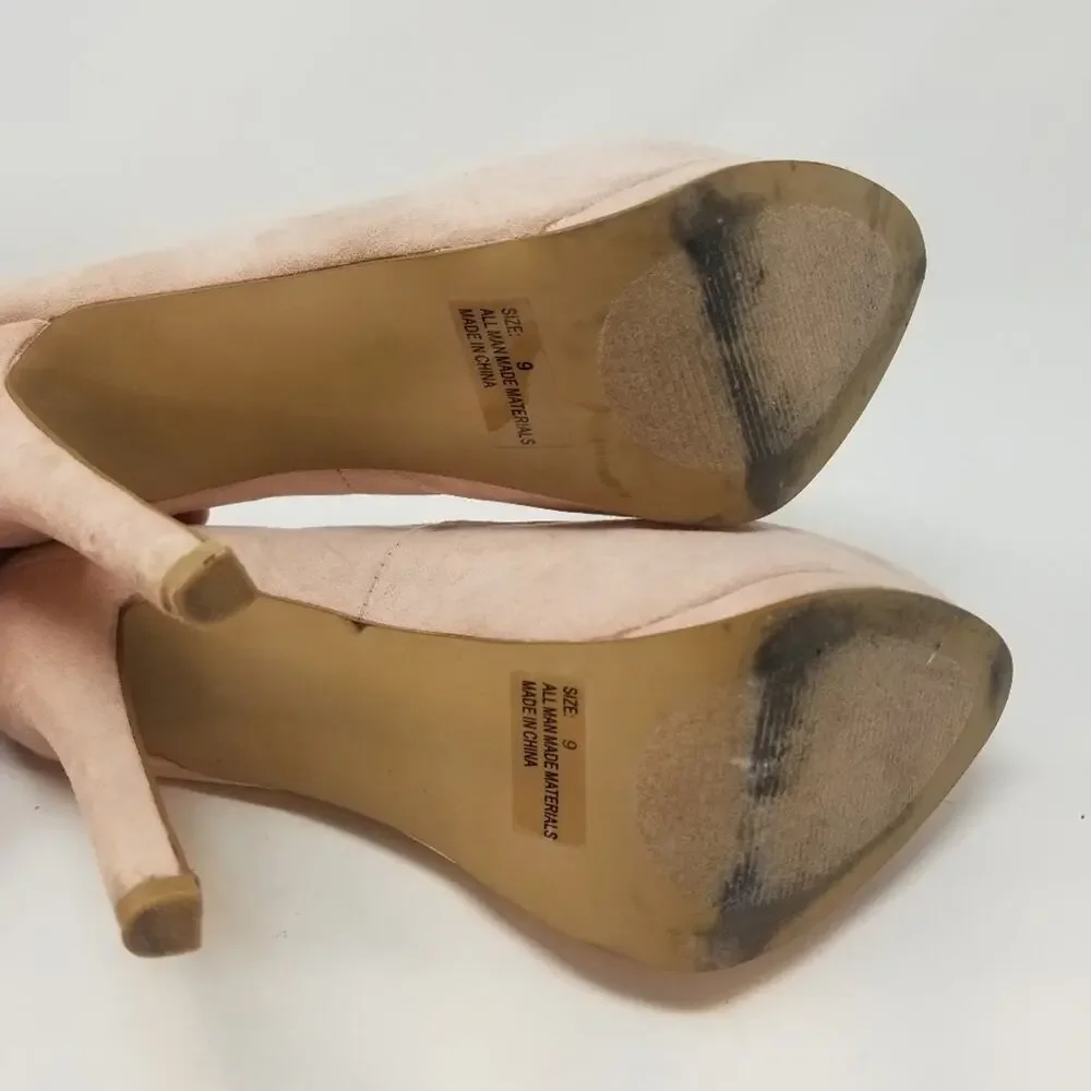 Charlotte Russe Pink Suede Platform‎ Peep Heels 9
